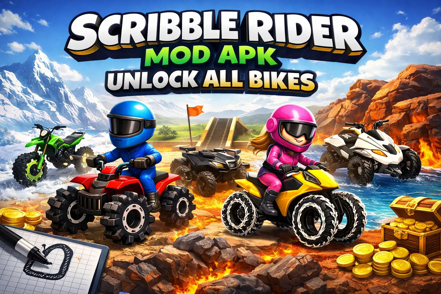 Scribble Rider Mod APK Unlock All Bikes (Unlimited Money)